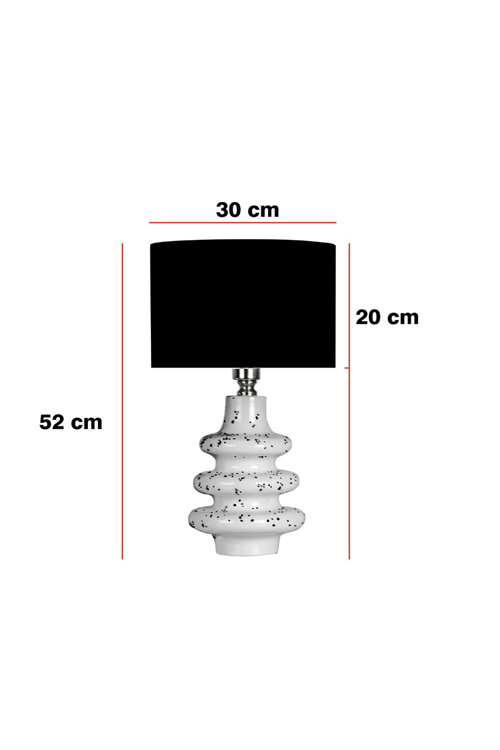 Moena Studio-Atlanta Beyaz Üzeri Siyah Benekli Seramik Abajur – Siyah Başlık-Abajur-3-Milagron.com