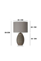 Moena Studio-Boston Taş Renk Seramik Abajur-Keten Başlık-Abajur-3-Milagron.com