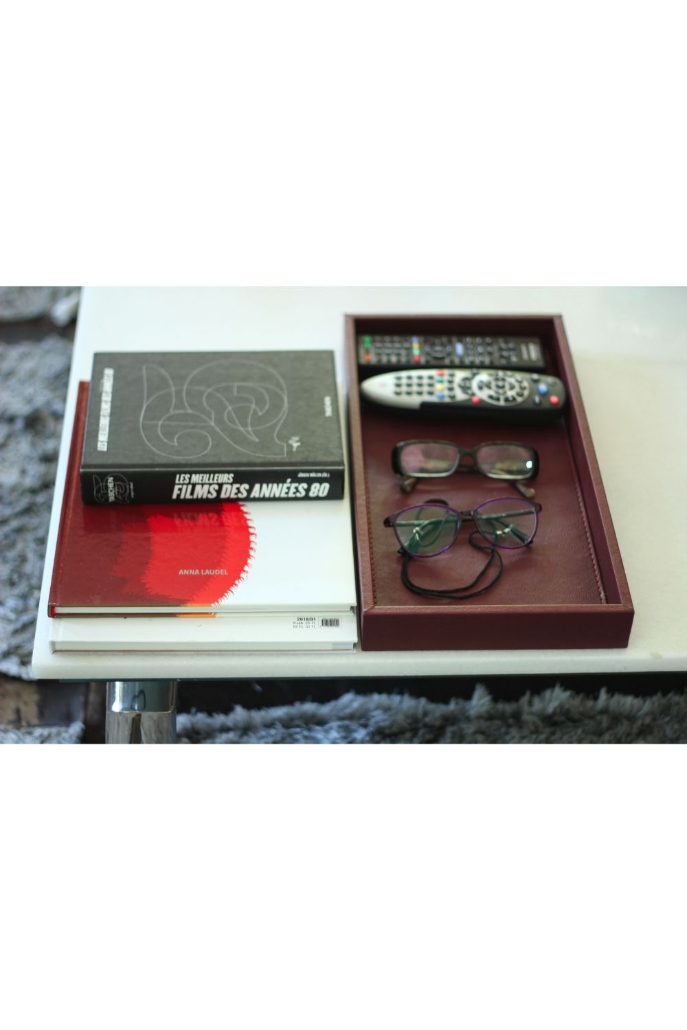 Büyük Boy Bordo Suni Deri Tepsi - 2