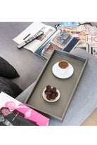 Büyük Boy Bronz Yaldızlı Suni Deri Tepsi - 0