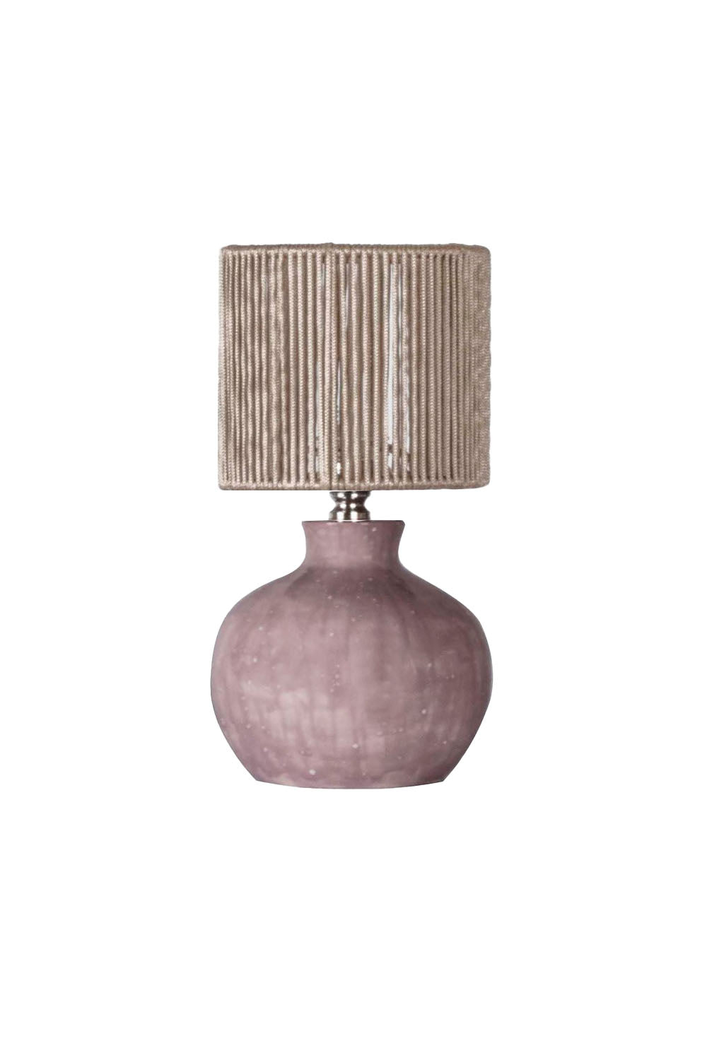 Moena Studio-Candy Pembe Renk Seramik Abajur Kordon Başlıklı-Abajur-1-Milagron.com