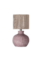 Moena Studio-Candy Pembe Renk Seramik Abajur Kordon Başlıklı-Abajur-1-Milagron.com