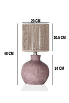 Candy Pembe Renk Seramik Abajur Kordon Başlıklı - 1