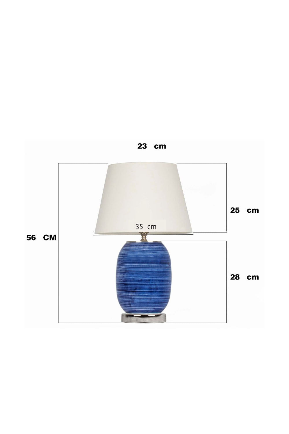 Moena Studio-Dekoratif Mavi Çizgili Haiti Seramik Abajur – Krem Başlık-Abajur-3-Milagron.com