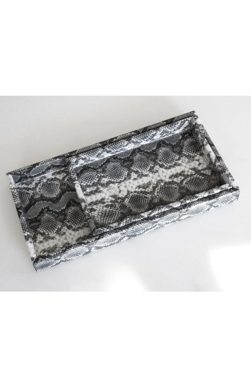 Dekoratif  Orta Boy Yılan Desenli Suni Deri Tepsi - 4