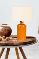 Moena Studio-Delhi Abajur – Turuncu Seramik Gövde, Krem Şapka Uyumu-Abajur-4-Milagron.com