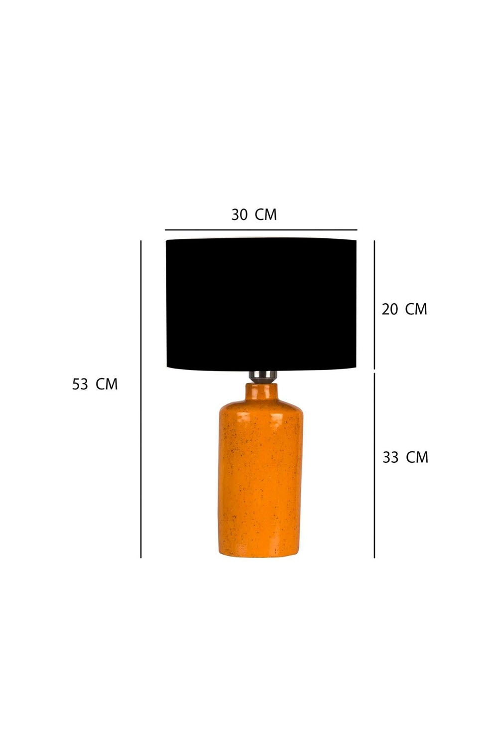 Moena Studio-Delhi Turuncu Seramik Abajur – Siyah Şapkanın Kontrast Şıklığı-Abajur-3-Milagron.com