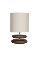 Moena Studio-El Yapımı Modern Ahşap Masa Lambası – Krem Şapka & Kızıl Kahve Gövde-Abajur-1-Milagron.com