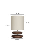 Moena Studio-El Yapımı Modern Ahşap Masa Lambası – Krem Şapka & Kızıl Kahve Gövde-Abajur-2-Milagron.com