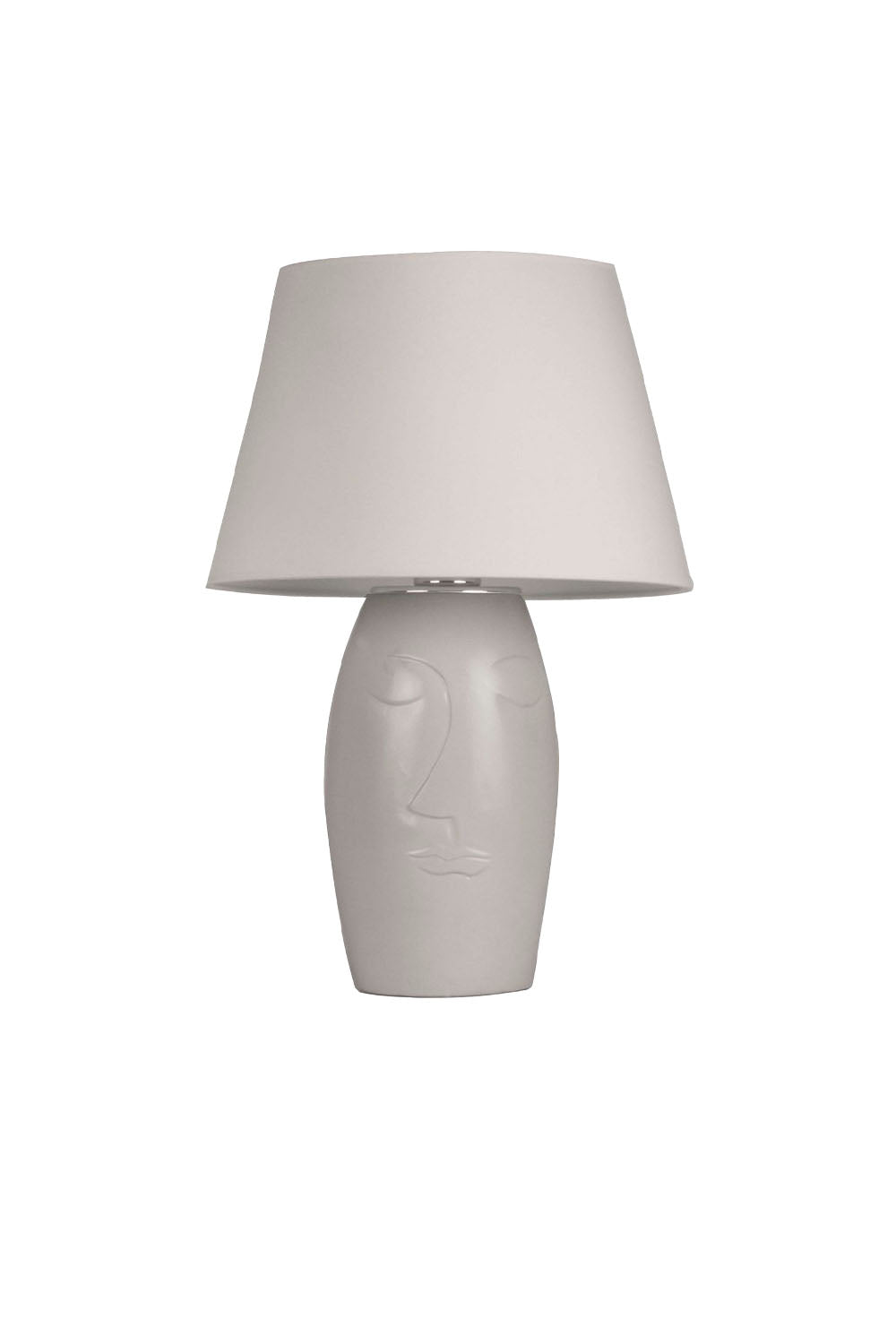 Moena Studio-El Yapımı Modern Barcelona Abajur – Krem Seramik Yüz Formlu, Krem Başlıklı Tasarım-Abajur-1-Milagron.com