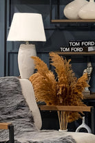 Moena Studio-El Yapımı Modern Barcelona Abajur – Krem Seramik Yüz Formlu, Krem Başlıklı Tasarım-Abajur-3-Milagron.com