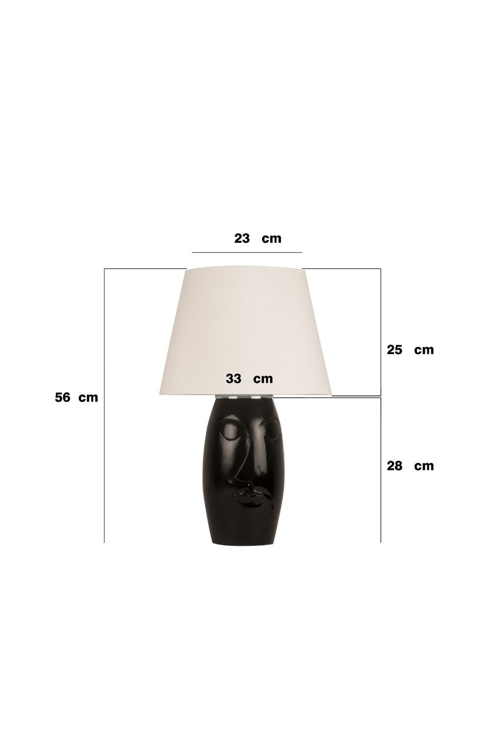 Moena Studio-El Yapımı Modern Barcelona Abajur – Siyah Seramik Yüz Formlu, Krem Başlıklı Tasarım-Abajur-5-Milagron.com