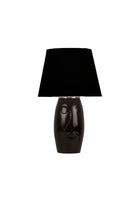 Moena Studio-El Yapımı Modern Barcelona Abajur – Siyah Seramik Yüz Formlu, Siyah Başlıklı Tasarım-Abajur-1-Milagron.com