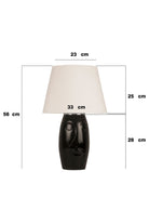 El Yapımı Modern Barcelona Abajur – Siyah Seramik Yüz Formlu, Siyah Başlıklı Tasarım - 1