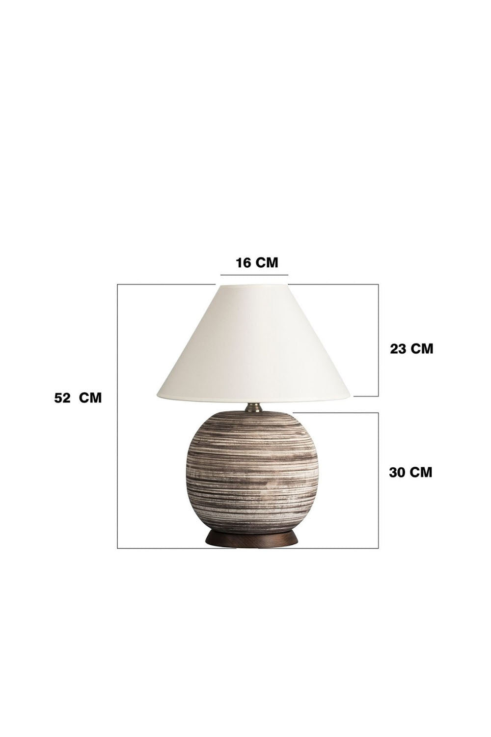 Moena Studio-Kahire Serisi Kahve Tonlarında Çizgili Seramik Abajur Krem Başlık-Abajur-2-Milagron.com