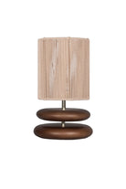 Moena Studio-Kızıl Kahve Ahşap Gövdeli Masa Lambası – Bej Örgü Şapkalı El Yapımı Tasarım-Abajur-1-Milagron.com