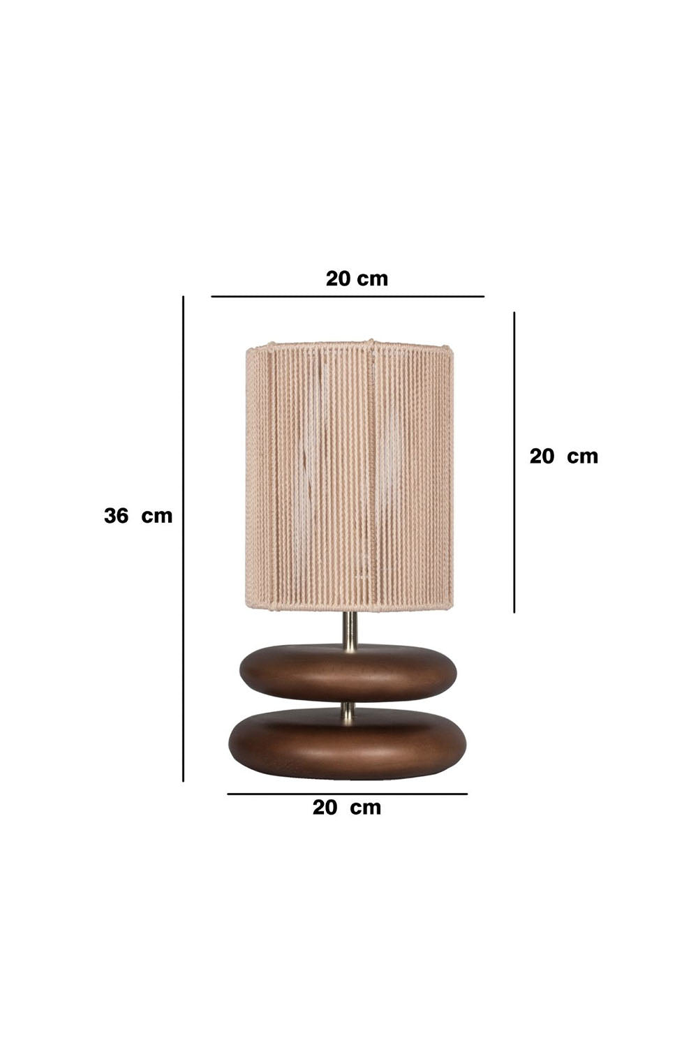 Moena Studio-Kızıl Kahve Ahşap Gövdeli Masa Lambası – Bej Örgü Şapkalı El Yapımı Tasarım-Abajur-4-Milagron.com