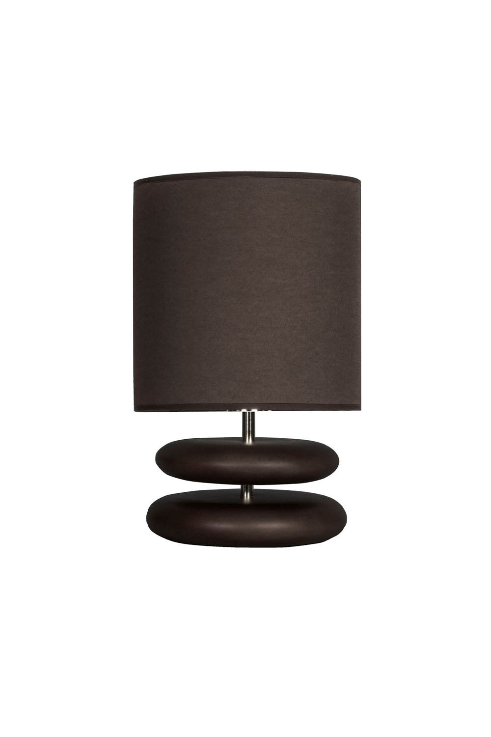 Moena Studio-Koyu Ceviz Ahşap Gövdeli Masa Lambası – Kahverengi Kumaş Şapkalı, Modern El Yapımı Tasarım-Abajur-1-Milagron.com