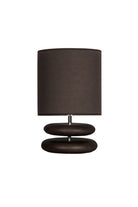 Moena Studio-Koyu Ceviz Ahşap Gövdeli Masa Lambası – Kahverengi Kumaş Şapkalı, Modern El Yapımı Tasarım-Abajur-1-Milagron.com