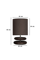 Moena Studio-Koyu Ceviz Ahşap Gövdeli Masa Lambası – Kahverengi Kumaş Şapkalı, Modern El Yapımı Tasarım-Abajur-4-Milagron.com