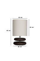 Moena Studio-Koyu Ceviz Ahşap Gövdeli Masa Lambası – Krem Kumaş Şapkalı, Modern El Yapımı Tasarım-Abajur-4-Milagron.com