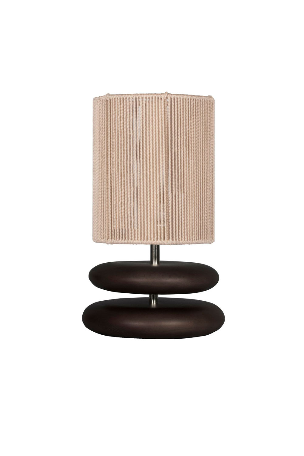 Moena Studio-Koyu Ceviz Ahşap Masa Lambası – Örgü Dokulu Abajur Şapkalı, El Yapımı Modern Tasarım-Abajur-1-Milagron.com