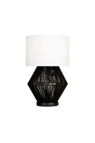 Moena Studio-Luna Noir Abajur – Siyah Modern Tel Gövdeli, Krem Kumaş Şapkalı Abajur-Abajur-1-Milagron.com