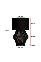 Moena Studio-Luna Noir Abajur – Siyah Modern Tel Gövdeli, Krem Kumaş Şapkalı Abajur-Abajur-4-Milagron.com