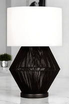 Moena Studio-Luna Noir Abajur – Siyah Modern Tel Gövdeli, Krem Kumaş Şapkalı Abajur-Abajur-5-Milagron.com