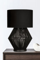 Moena Studio-Luna Noir Abajur – Siyah Modern Tel Gövdeli, Siyah Kumaş Şapkalı Abajur-Abajur-2-Milagron.com