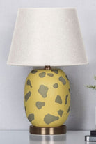 Moena Studio-Modern Marakesh Seramik Abajur– Sarı Üzerine Yeşil Desenli El Yapımı Tasarım-Abajur-2-Milagron.com