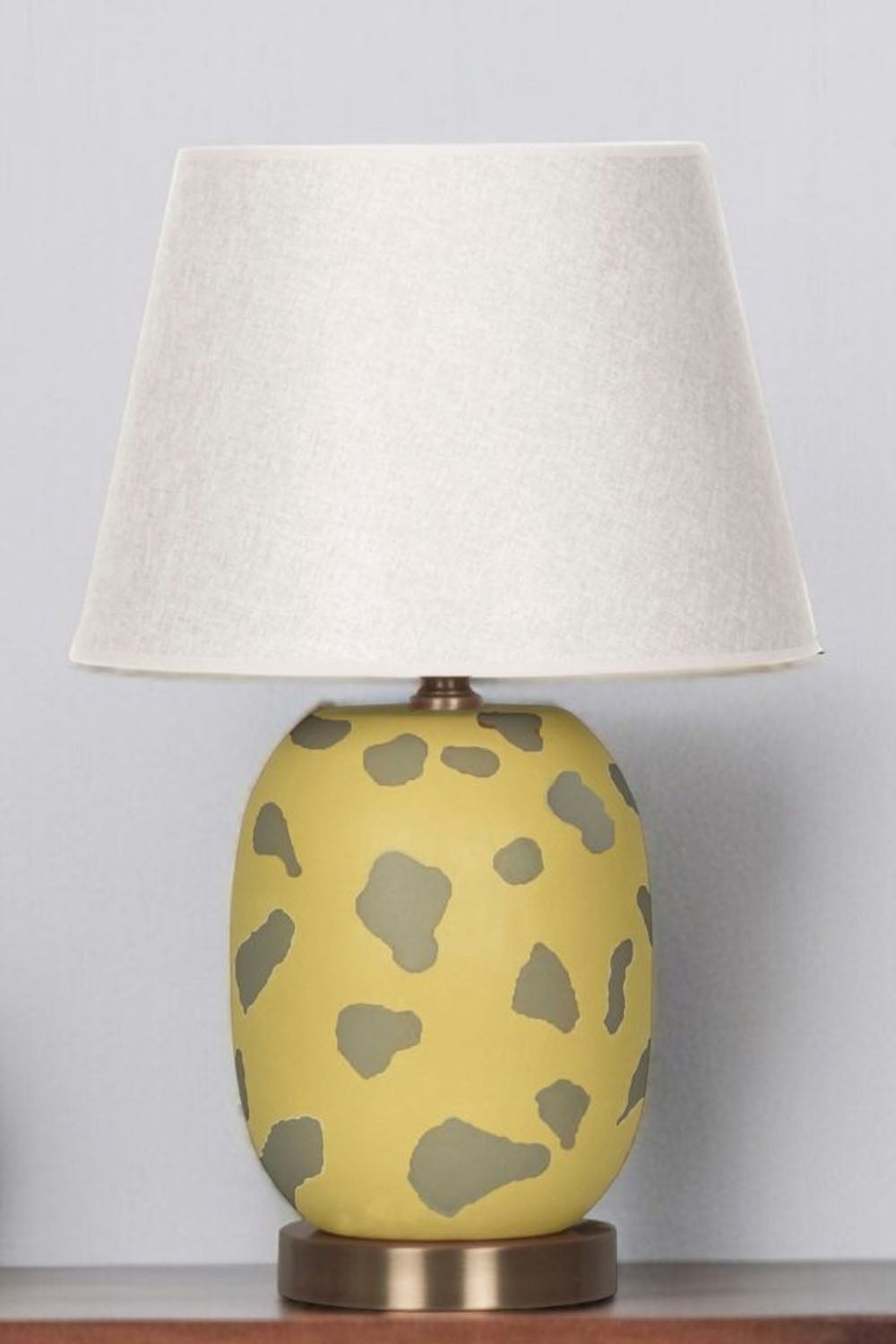 Moena Studio-Modern Marakesh Seramik Abajur– Sarı Üzerine Yeşil Desenli El Yapımı Tasarım-Abajur-3-Milagron.com