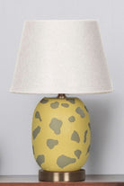 Moena Studio-Modern Marakesh Seramik Abajur– Sarı Üzerine Yeşil Desenli El Yapımı Tasarım-Abajur-3-Milagron.com