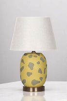 Moena Studio-Modern Marakesh Seramik Abajur– Sarı Üzerine Yeşil Desenli El Yapımı Tasarım-Abajur-5-Milagron.com