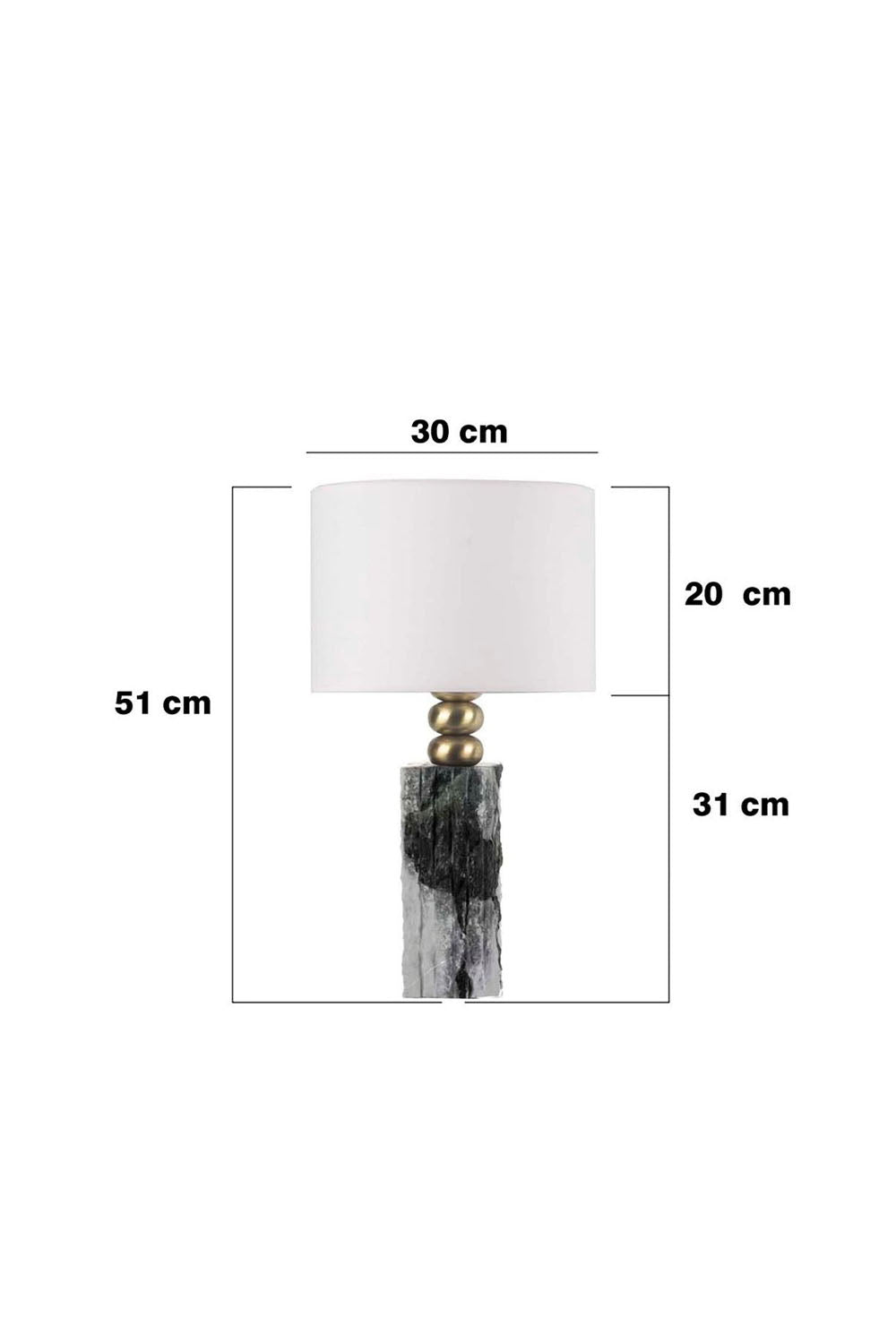Moena Studio-Modern Tasarım Siyah/ Beyaz Mermer Abajur – Krem Başlık-Abajur-3-Milagron.com