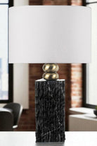 Moena Studio-Modern Tasarım Siyah Mermer Abajur – Krem Başlık-Abajur-2-Milagron.com