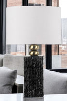 Moena Studio-Modern Tasarım Siyah Mermer Abajur – Krem Başlık-Abajur-5-Milagron.com