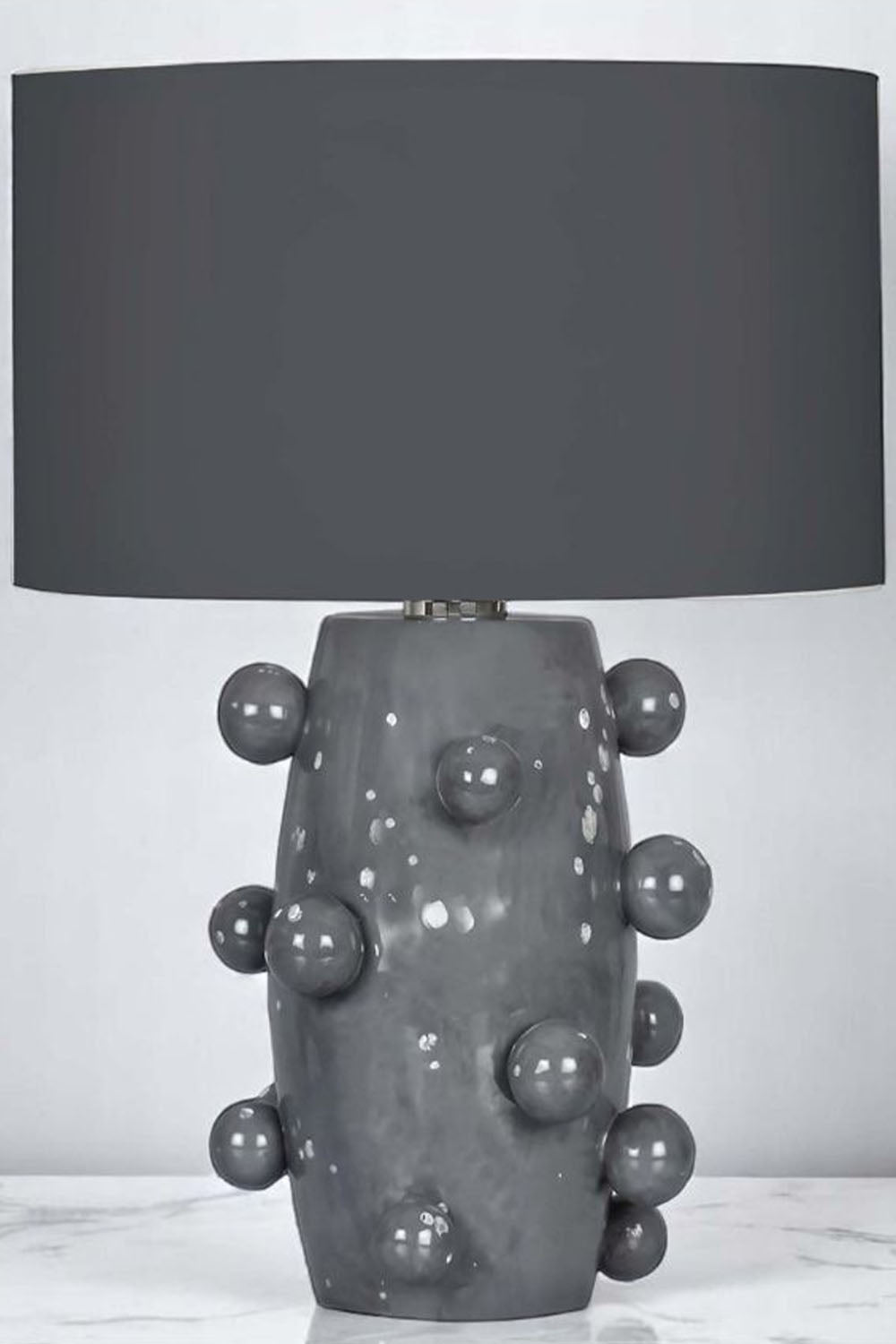 Moena Studio-Nova Gri Seramik El Yapımı Modern Abajur- Antrasit Başlıklı-Abajur-4-Milagron.com