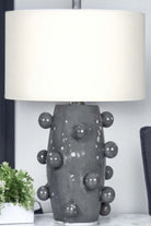 Moena Studio-Nova Gri Seramik El Yapımı Modern Abajur - Krem Başlıklı-Abajur-3-Milagron.com