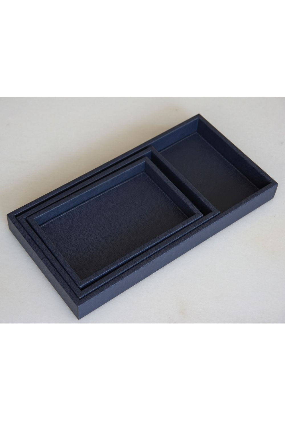 Orta  Boy Lacivert Suni Deri Tepsi - 7