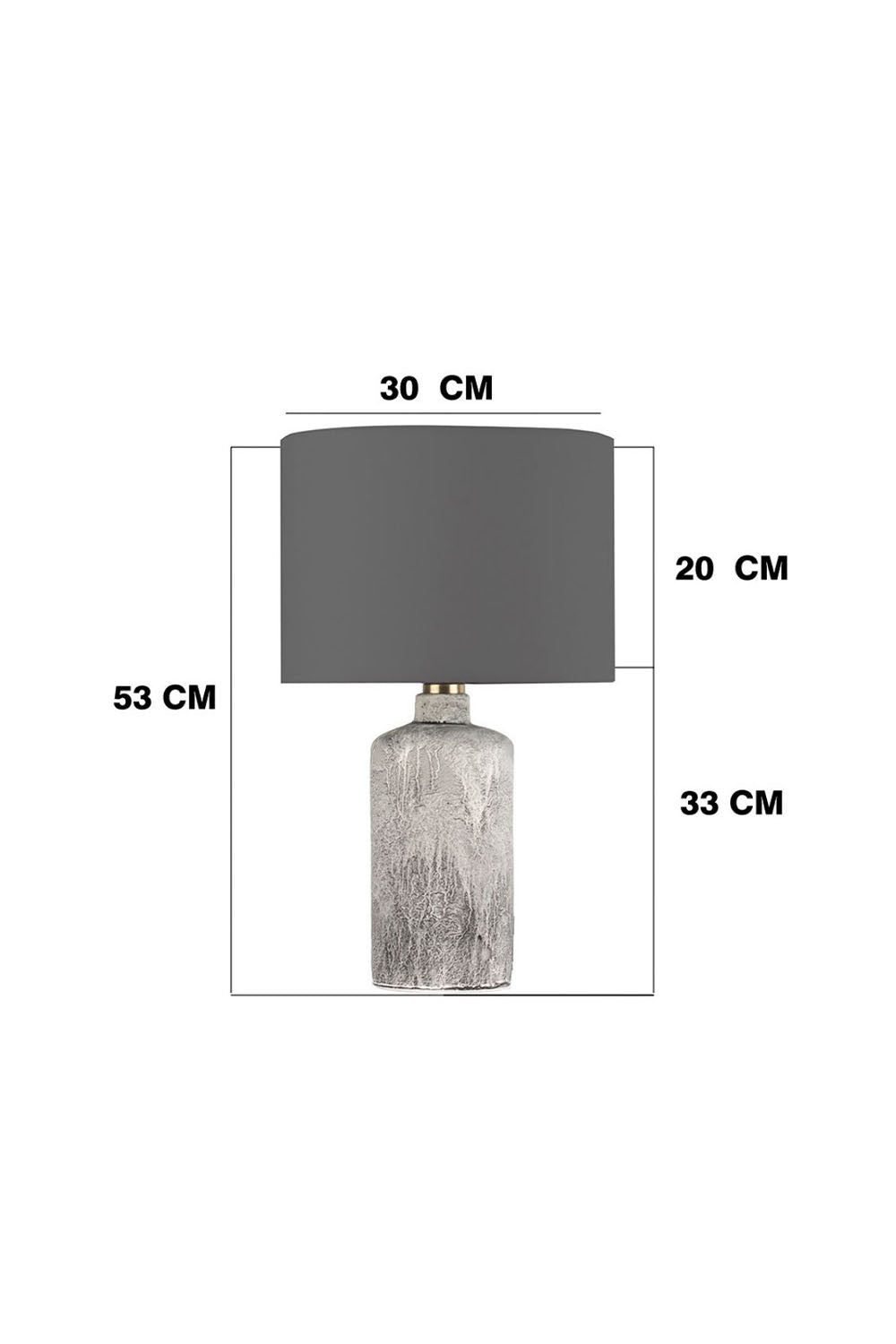 Moena Studio-Oslo Doğal Taş Görünümlü Seramik Abajur – Antrasit Başlık-Abajur-4-Milagron.com