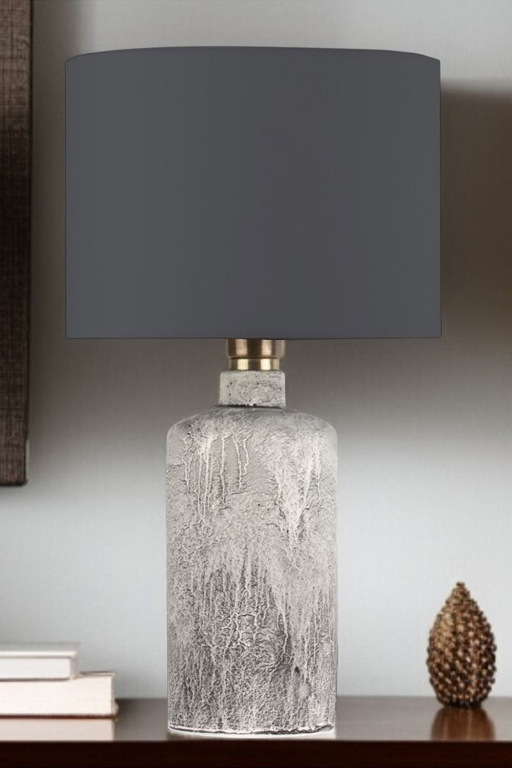 Moena Studio-Oslo Doğal Taş Görünümlü Seramik Abajur – Antrasit Başlık-Abajur-5-Milagron.com