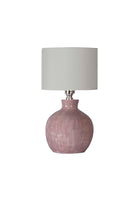 Moena Studio-Pembe Seramik El Yapımı Masa Lambası – Krem Kumaş Başlık-Abajur-1-Milagron.com