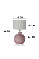 Moena Studio-Pembe Seramik El Yapımı Masa Lambası – Krem Kumaş Başlık-Abajur-2-Milagron.com