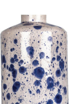 Moena Studio-Polka Seramik Abajur – Krem Şapkalı, El Yapımı Mavi Desenli Seramik Masa Lambası-Abajur-4-Milagron.com