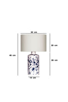 Moena Studio-Polka Seramik Abajur – Krem Şapkalı, El Yapımı Mavi Desenli Seramik Masa Lambası-Abajur-5-Milagron.com