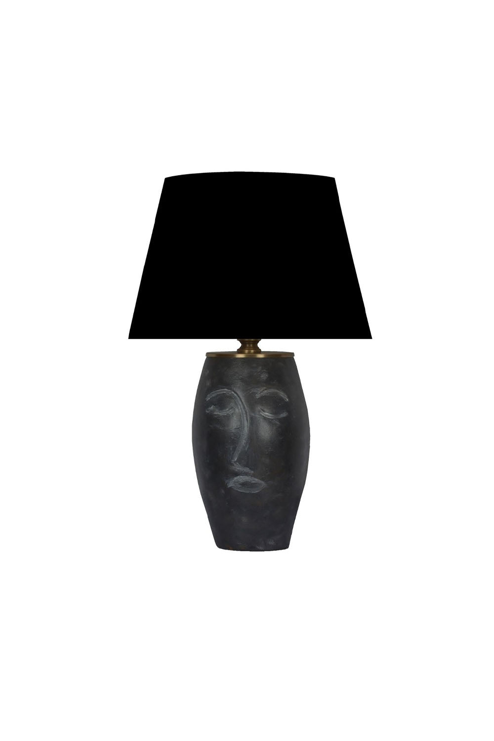 Moena Studio-Siyah Abajurlu Yüz Figürlü Seramik Masa Lambası - Siyah Başlık-Abajur-1-Milagron.com