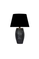 Moena Studio-Siyah Abajurlu Yüz Figürlü Seramik Masa Lambası - Siyah Başlık-Abajur-1-Milagron.com