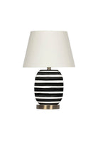 Moena Studio-Siyah Beyaz Çizgili Madrıd Seramik Masa Lambası – Krem Başlık-Abajur-1-Milagron.com