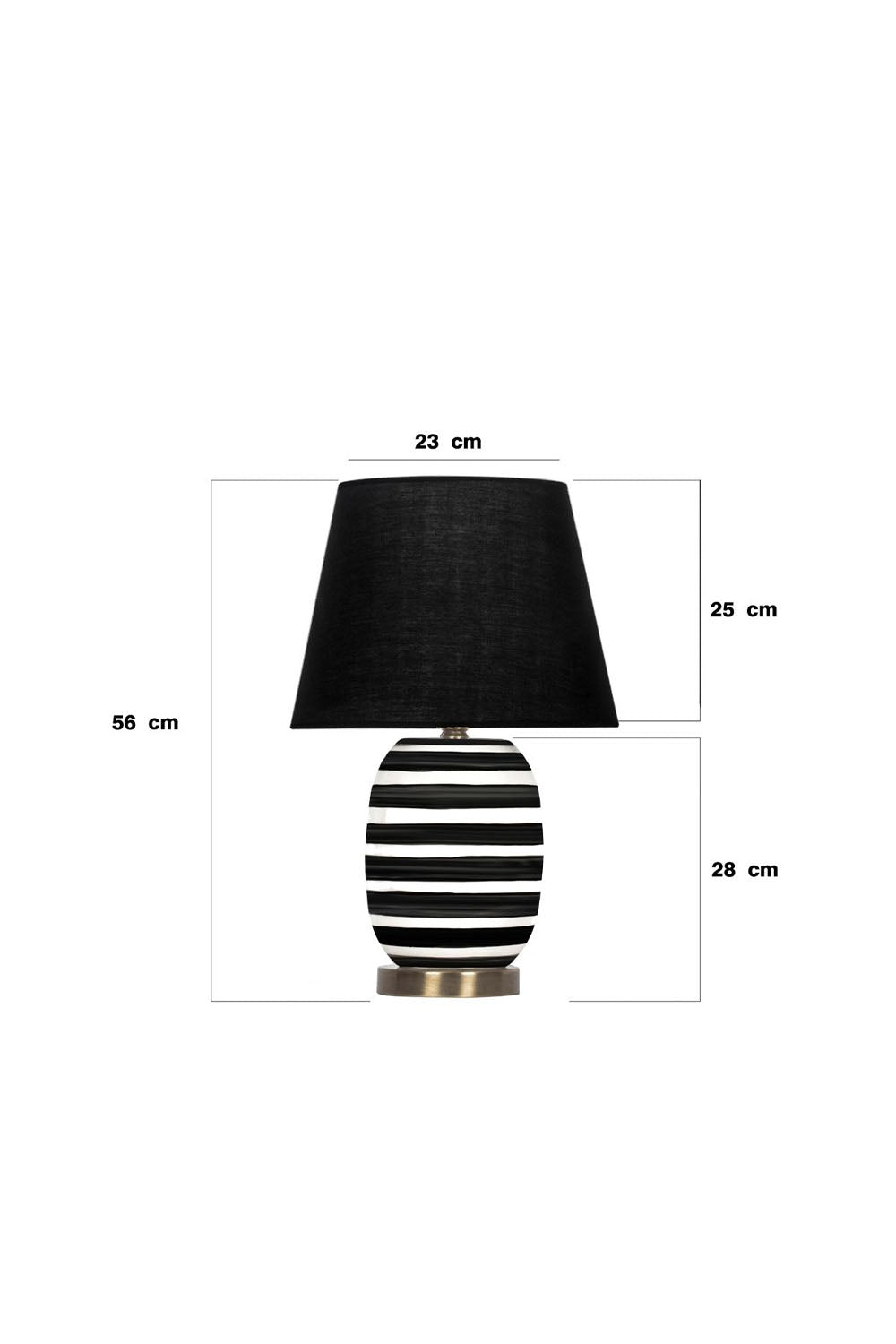 Moena Studio-Siyah Beyaz Çizgili Madrıd Seramik Masa Lambası – Siyah Başlık-Abajur-4-Milagron.com